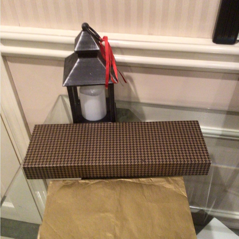 🛍️3 for $30🛍️Harry Rosen Authenic Brown Houndstooth Men's Accessory Gift 🎁 Box